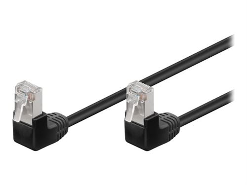 goobay - Câble réseau - RJ-45 (M) pour RJ-45 (M) - 25 cm - paire torsadée écrantée (F/UTP) - CAT 5e - connecteur à 90°, moulé - noir
