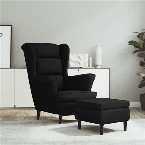 Vidaxl Noir Fauteuil À Oreilles - Image 2