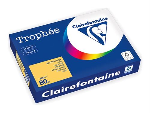 Clairefontaine Trophée - 107 micromètres - or - A4 (210 x 297 mm) - 80 g/m² - 500 feuille(s) zéro plastique - papier teinté
