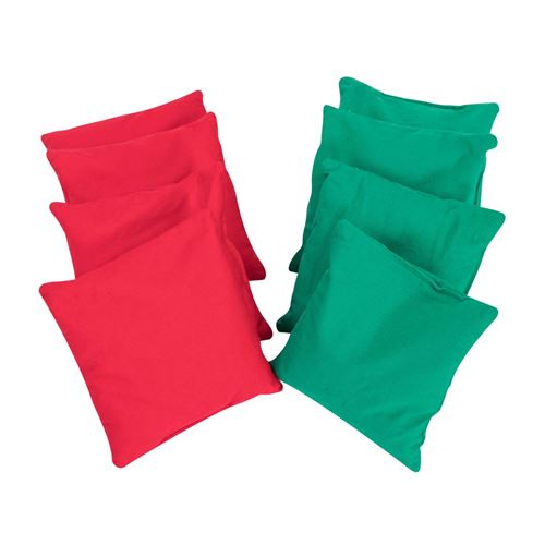 Jeu de sacs de Cornhole Bercup Jackpot remplis de granules plastiques 15 x 15 cm 400 g Lot de 8 - Rouge Vert