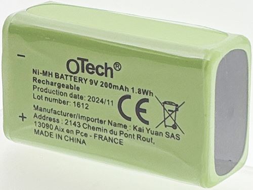 Pile rechargeable ACCUS 6LR61 9V NIMH 180mAh - Otech