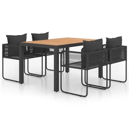 Vidaxl Noir Salon De Jardin Rotin 5 Pieces 5 Personnes - Image 2
