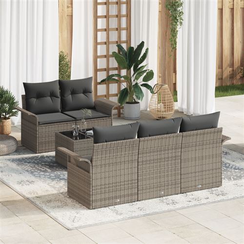 vidaXL Ensemble de canapé de jardin 6 pc 5-Nombre de places Gris