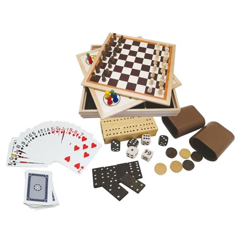 Clown Games Boîte de jeu 9 en 1 Bois
