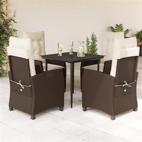 Non Communiqué Marron Vidaxl Ensemble À Manger De Jardin 5 Pcs Et Coussins Poly Rotin 3212763