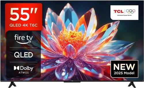 Téléviseur TCL 55T6C 55 Pouces QLED 4K UHD Fire TV Smart TV HDR Multi Format Dolby Atmos Motion Clarity
