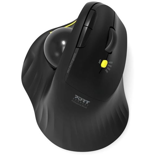 PORT Connect Professional - Souris verticale - avec boule de commande - ergonomique - pour droitiers - optique - 5 boutons - sans fil - 2.4 GHz, Bluetooth 3.0, Bluetooth 5.0 - récepteurs sans fil USB / USB-C