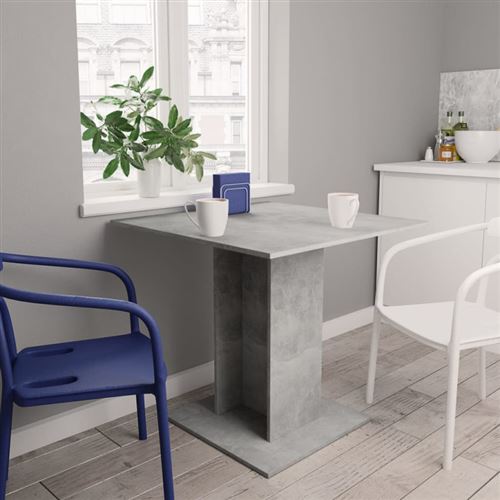 vidaXL - Table à manger - Minimaliste - Gris - 80x80x75 cm - Image 3