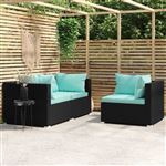 Salon de jardin modulable Vidaxl resine tressee bleu 3 pieces 70 x 63 x 60.5 3 personnes