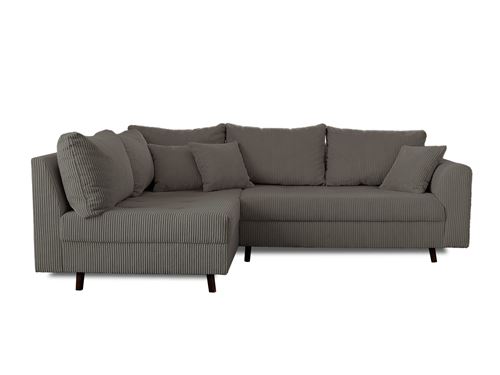 Lisa Design Gris Rune - Canapé D'angle Gauche - 4 Places - Avec Pouf D'appoint - En Velours Côtelé - Image 3