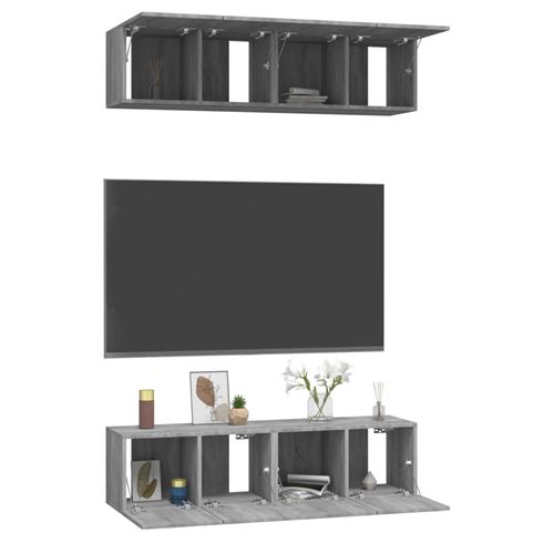 Non Communiqué Gris Vidaxl Meubles Tv Muraux 4Pcs Sonoma 60X30x30cm Bois D'ingénierie