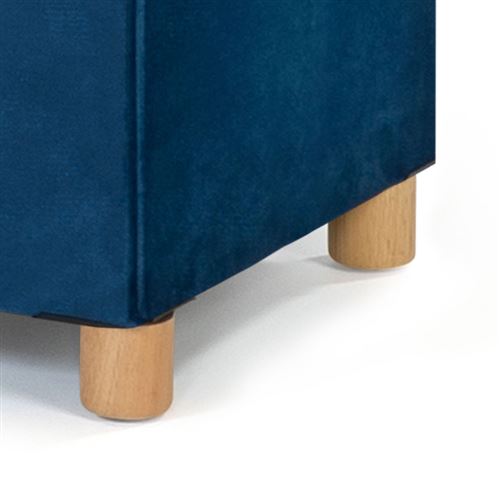 Banc coffre de rangement en velours bleu 1 mètre