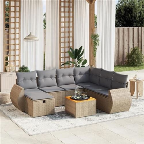 Non Communiqué Or Resine Tressee Vidaxl Salon De Jardin Modulable 8 Pieces 7 Personnes 62.5 X 62 X 69 Beige