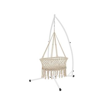 ML-Design Berceau pour Bébé Beige avec Support Blanc 208 cm, Berceau à  Suspendre avec Coussin