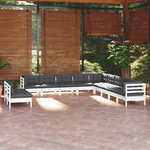 Non Communiqué Multicolore Salon De Jardin Vidaxl Bois Gris 3 Pieces 11 Personnes