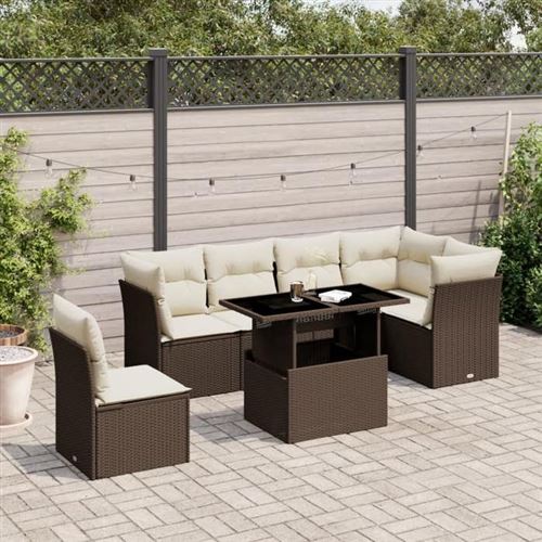 Non Communiqué Marron Salon De Jardin Modulable Vidaxl 7 Pieces Rotin 62 X 62 X 69 Cm