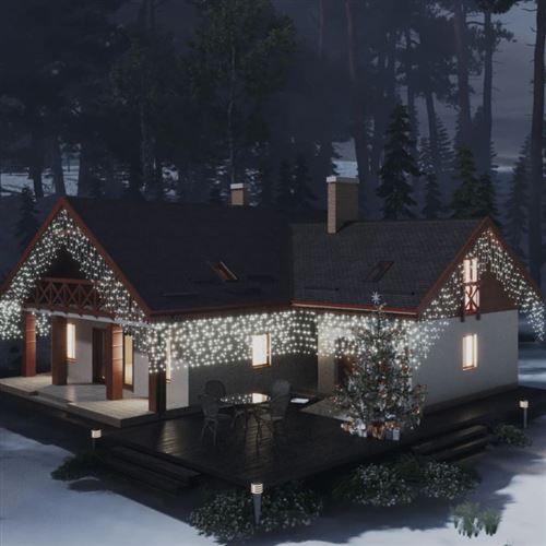 vidaXL Rideau lumineux à glaçons LED 10 m 400 LED Blanc froid