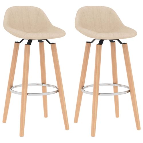 vidaXL Tabourets de bar 2 pcs Crème Tissu