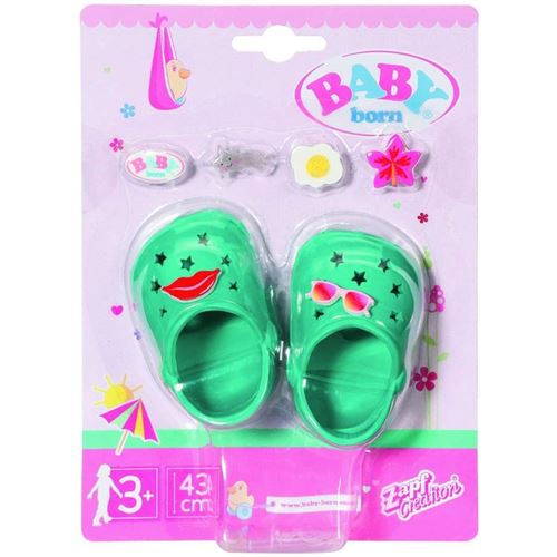 Zapf Creation 828311-D - BABY born 43cm Chaussures de vacances vertes avec 6 motifs à clipser