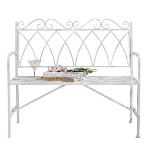 SoBuy® OGT44-W Salon de Jardin 2 Personnes Banc avec Table intégrée 2 Places, Table Bistrot, Banc de Jardin