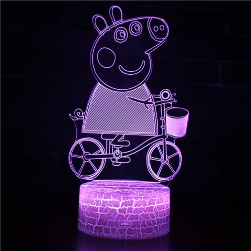 Lampe 3D Tactile Veilleuses Enfant MY604 Peppa Pig 16 Couleurs avec Telecommande