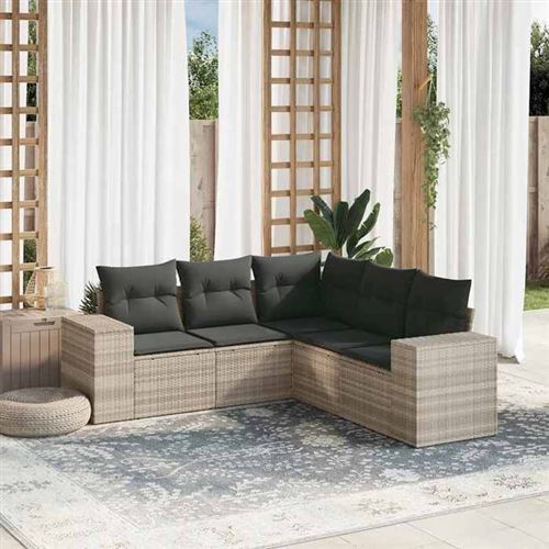 Vidaxl Gris/Clair Salon De Jardin 5 Pcs Résine Tressée - Image 3