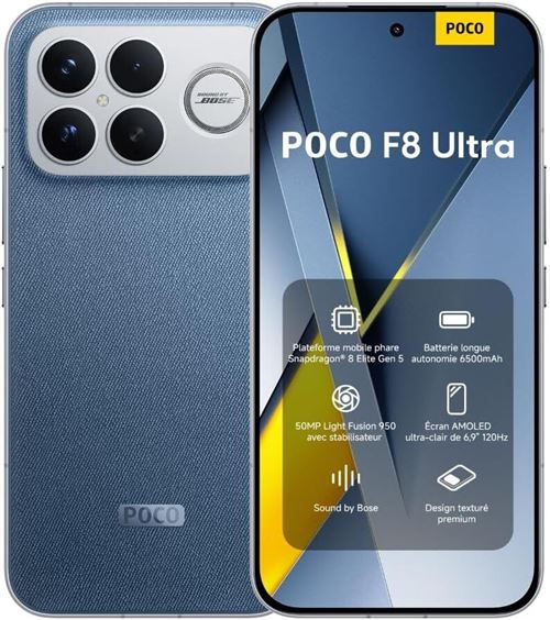 Teléfono Celular POCO F8 Ultra 5G NFC con Snapdragon 8 Elite Gen 5, CPU de Ocho Núcleos, Pantalla AMOLED de 6.9 Pulgadas con Protección Ocular, Cámara Triple de 50MP y Batería de 6500mAh