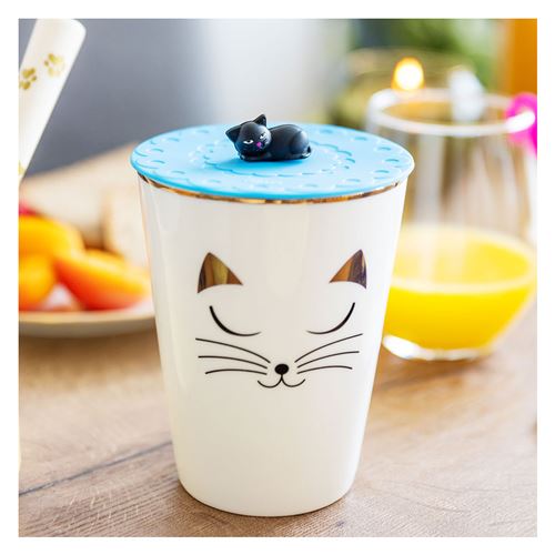 Couvercle silicone pour mug - Bienauchaud 10 cm Black cat Sleepy - Pylones  - Tasse et Mugs - Achat & prix