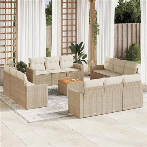 Non Communiqué Beige Salon De Jardin Modulable Vidaxl Resine Tressee 13 Pieces 12 Personnes