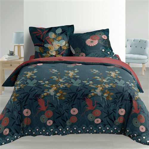 parure 3 p. 260 x 240 cm percale imp. 78 fils allover yuki Douceur d'Intérieur