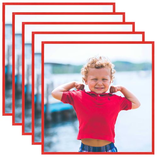 vidaXL Collage de cadres photo 5 pcs de mur table Rouge 30x30 cm MDF