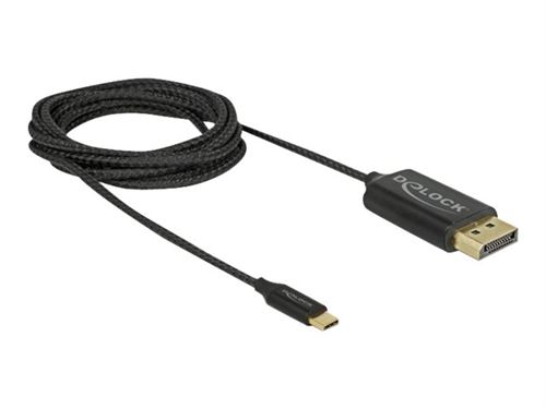 Delock - DisplayPort kabel - USB-C (M) naar DisplayPort (M) - DisplayPort 1.2 - 2 m - 4K ondersteuning, USB-voeding - zwart