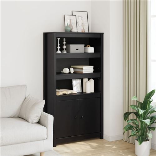 vidaXL Buffet haut Noir 80x35x154 cm Bois massif de pin