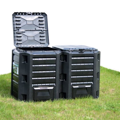 Composteur de jardin Noir 1200 L vidaXL - N/A