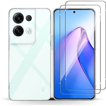 Kit Protection Oppo Reno 8 5G : Coque Silicone Transparente + 2 Films écran - Marque Little Boutik