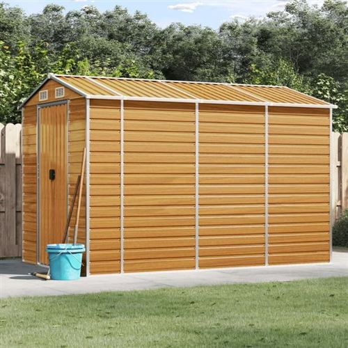 vidaXL Abri de jardin marron clair 191x300x198 cm acier galvanis&eacute; 3188277 