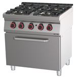 Fourneau gaz 4 feux avec four à gaz GN 2/1 HP 80 Casselin