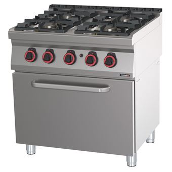 Fourneau gaz 4 feux avec four à gaz GN 2/1 HP 80 Casselin