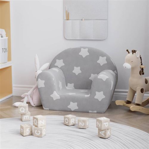 vidaXL Canapé pour enfants gris clair avec étoiles peluche douce