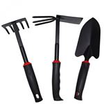 Lot de 3 outils de jardinage à main en acier inoxydable - Noir - Linxor