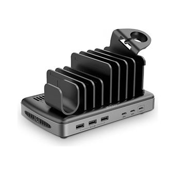 Lindy - Oplaadstation - 160 Watt - PD 2.0, PD 3.0, QC 3.0, QC 4.0, AFC, stroomtoevoer 3.1, Apple 2.4A, PD/PPS, USB BC 1.2 - 6 uitgangsaansluitingen (3 x USB type A, 3x USB-C) - grijs, zwart - 1