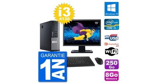 Pc dell 9020 sff ecran 19" intel i3-4130 ram 8go disque 250go windows 10 wifi