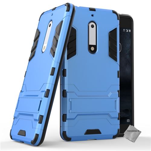 Housse etui coque rigide anti choc pour Nokia 5 avec verre trempe - BLEU CLAIR