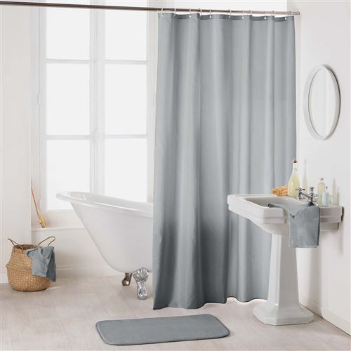 Rideau de douche avec crochets 180 x 200 cm polyester uni essencia Gris