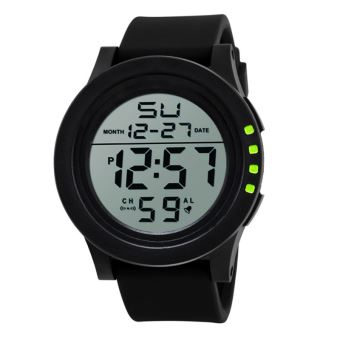 Montre Sport Militaire étanche - Homme, Numérique LED, Multifonction, Bracelet Silicone Noir