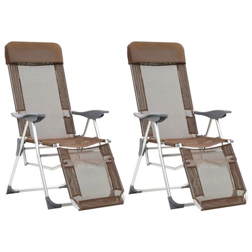vidaXL Campingstoelen met voetensteun 2 st inklapbaar aluminium taupe