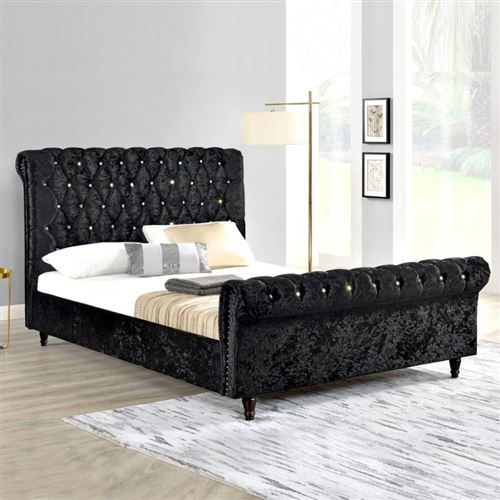 Lit design Kapaldi haute tête de lit - 160x200 - Noir