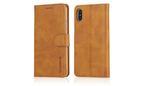 Etui portefeuille pour iPhone-X coloris camel gamme LC.IMEEKE