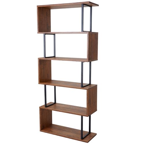 Bibliothèque Dohna 183x80cm structure 3D 5 niveaux chêne sauvage