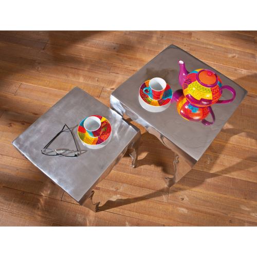 Paris Prix - Lot De 2 Tables D'appoint Aluminium ohio 50cm Argent